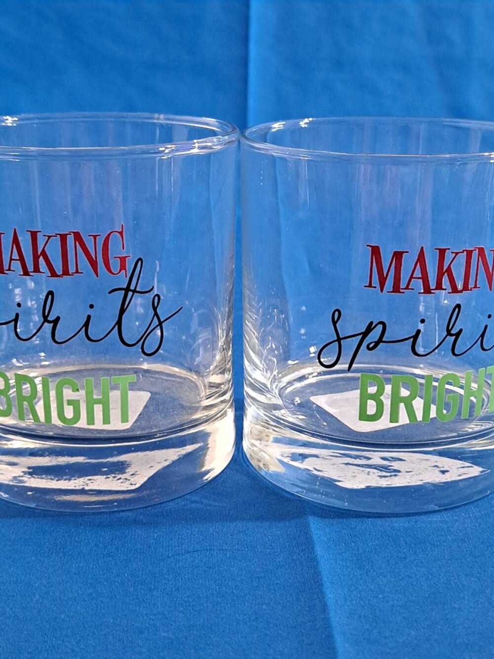 Set 2 Christmas "Making Spirits Bright" Whisky Rock GLASSES Cocktail Barware